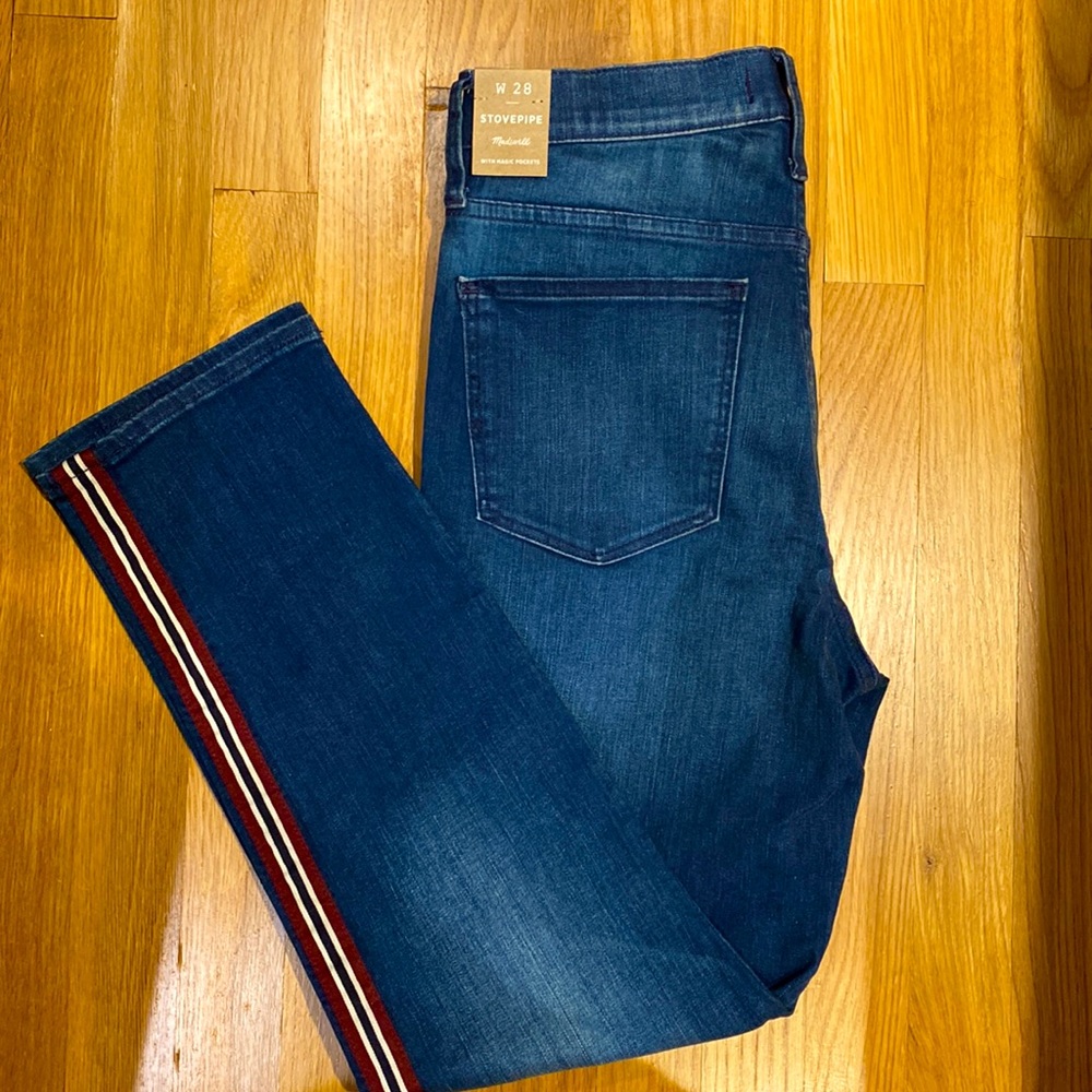 NWT Madewell stovewipe jean with stripes down both sides